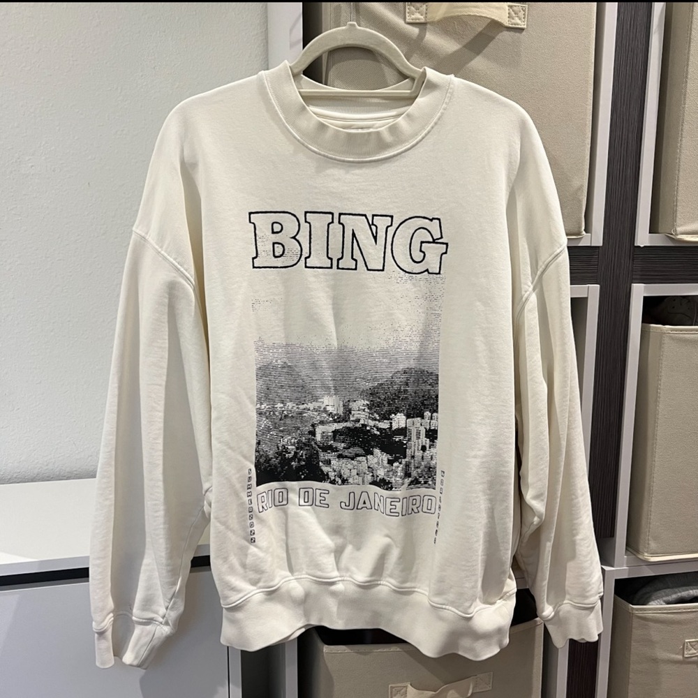 Anine Bing Jaci Rio de Janeiro Graphic Sweatshirt in White - Picture 3 of 8